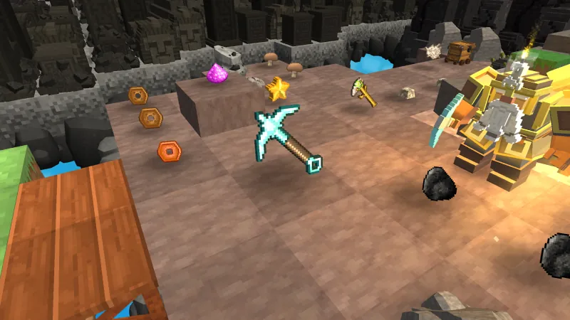 MergeCrafter gameplay screenshot showing resource collection