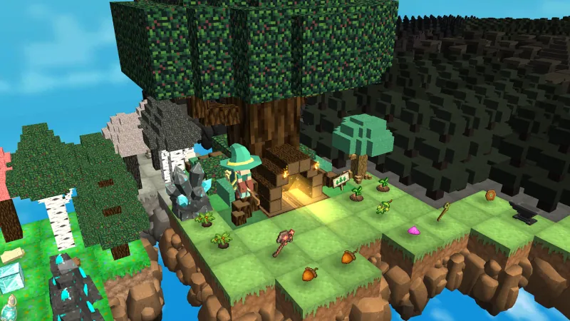 MergeCrafter gameplay screenshot showing base building