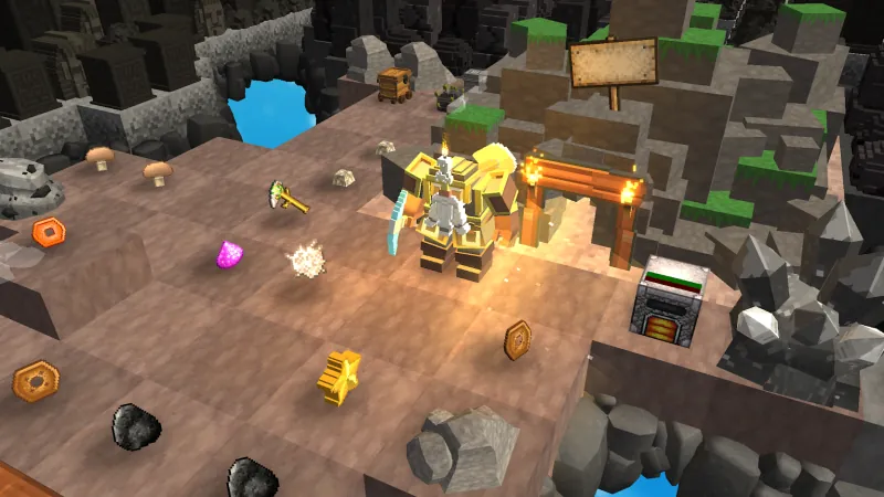 MergeCrafter gameplay screenshot showing different biomes