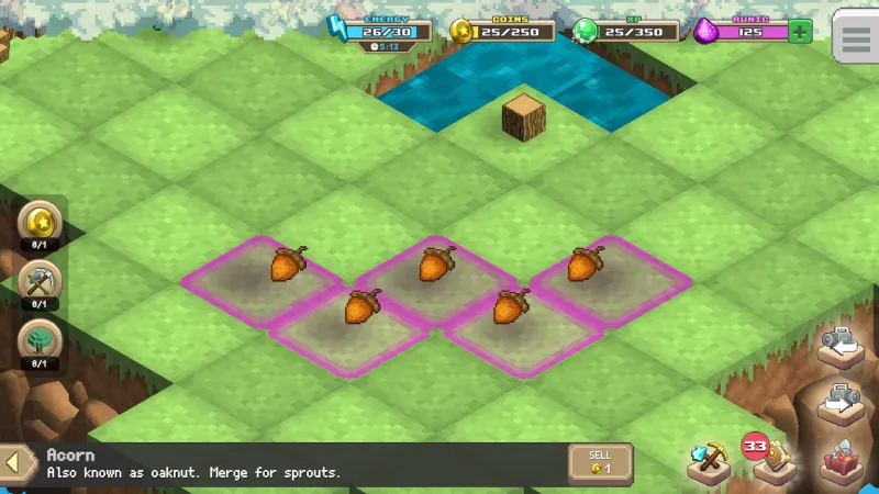 MergeCrafter gameplay screenshot showing automation features