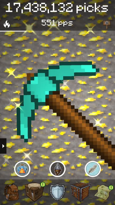 PickCrafter screenshot: the mining screen
